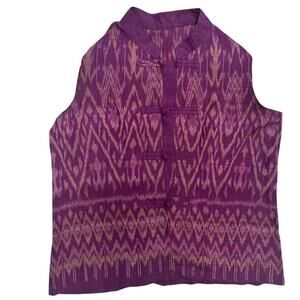 💜 Y2K Purple Ikat Sleeveless Vest Top | Vintage Boho Ethnic Style ✨ Fits S/M